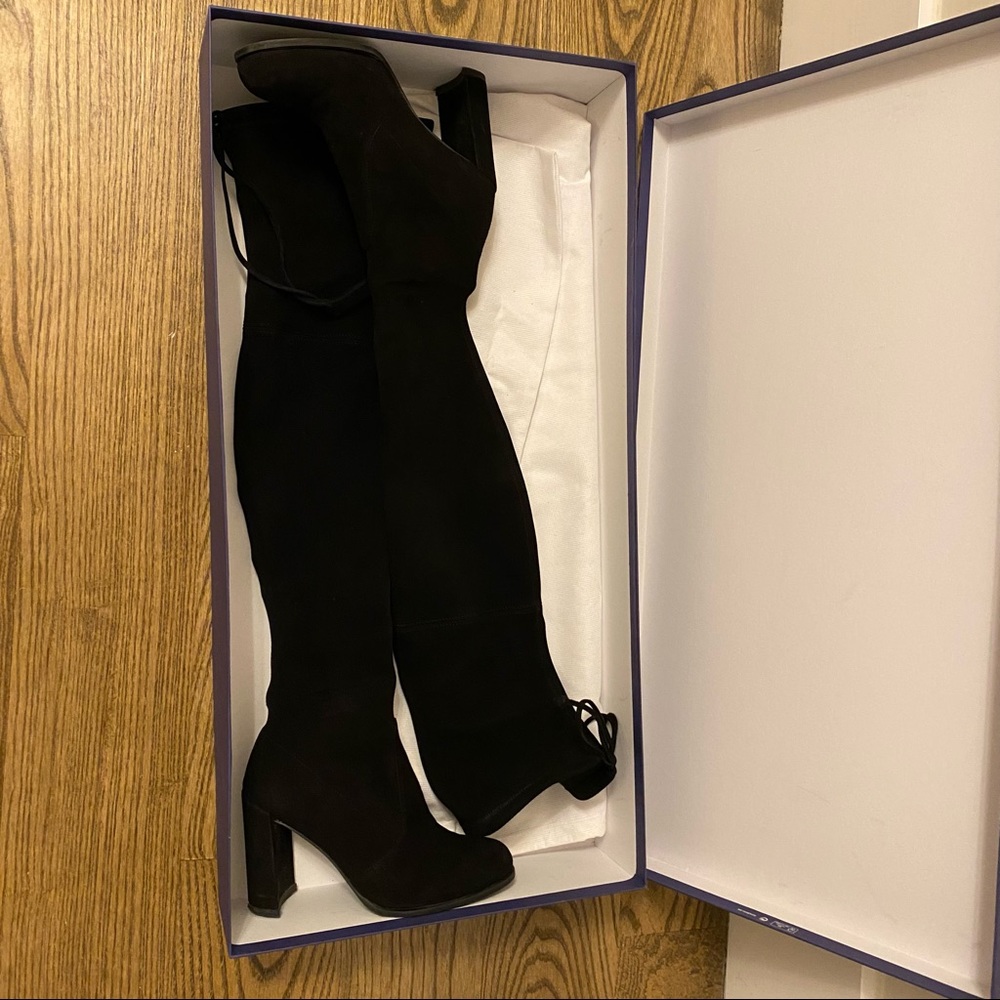 Stuart Weitzman black suede OTK boots - US 5